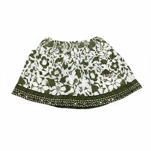 Hollister Green White Floral Mini Skirt Smocked Waist Boho Cotton Womens Small